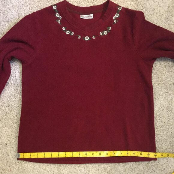 Carroll Reed Red Embroidered Fleece Pullover Sweater Large - Picture 14 of 16